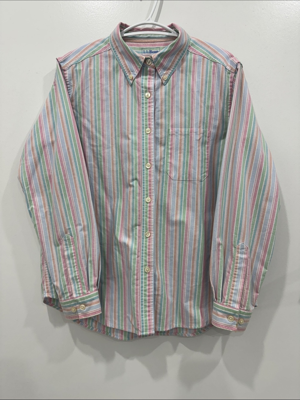 L.L.Bean Women’s Pastel Striped Button-Down Shirt Size M
